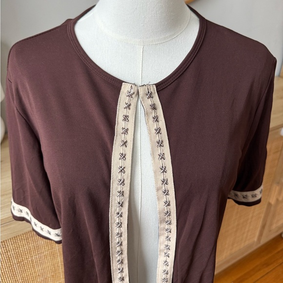 Phidias | Vintage Brown Short-Sleeve, Open Front Cardigan - Picture 2 of 6